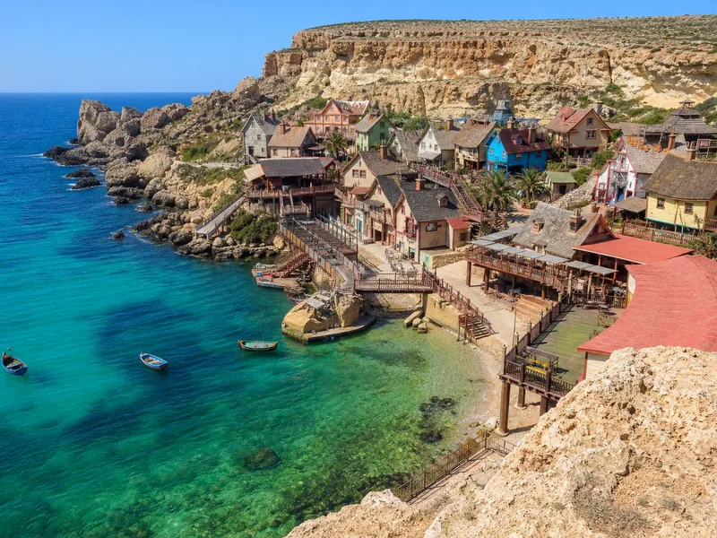 A sheltered, swimmable cove, Popeye Village